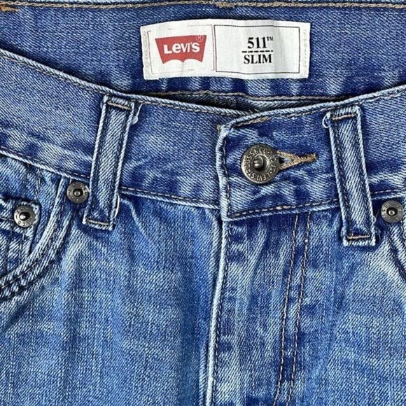 Levis Boys 511 Slim Fit Medium Blue Wash Denim Jeans Sz 16  28 x 28 - Picture 3 of 11